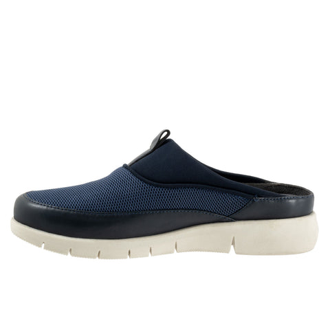 Softwalk Aberdeen Sport S2300-400 Womens Blue Wide Leather Clog Flats Shoes