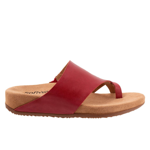 Softwalk Blaine S2305-601 Womens Red Narrow Leather Slides Sandals Shoes