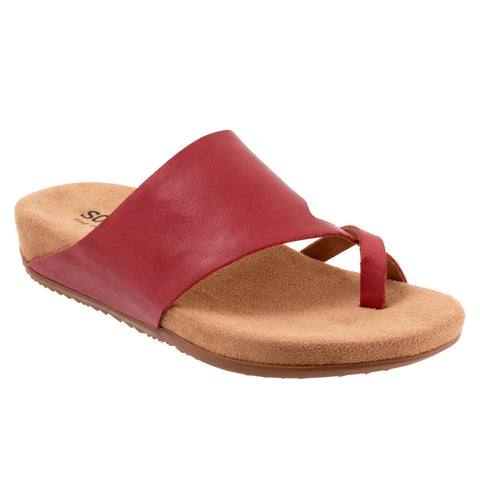 Softwalk Blaine S2305-601 Womens Red Narrow Leather Slides Sandals Shoes