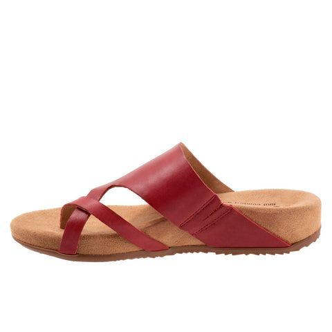 Softwalk Blaine S2305-601 Womens Red Wide Leather Slides Sandals Shoes