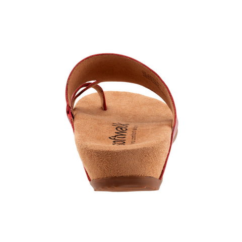 Softwalk Blaine S2305-601 Womens Red Narrow Leather Slides Sandals Shoes