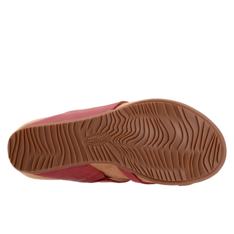 Softwalk Blaine S2305-601 Womens Red Narrow Leather Slides Sandals Shoes