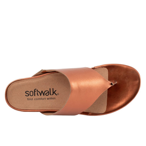Softwalk Chandler S2306-275 Womens Brown Wide Leather Thong Sandals Shoes