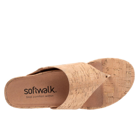 Softwalk Chandler S2306-280 Womens Brown Leather Strap Thong Sandals Shoes