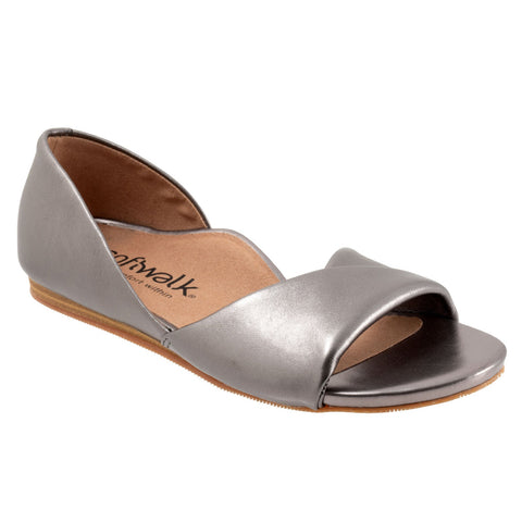 Softwalk Cypress S2307-043 Womens Gray Leather Slip On Loafer Flats Shoes