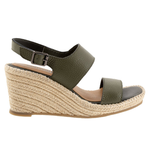 Softwalk Hartley S2309-341 Womens Green Wide Leather Wedges Sandals Shoes