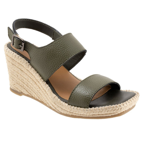 Softwalk Hartley S2309-341 Womens Green Wide Leather Wedges Sandals Shoes