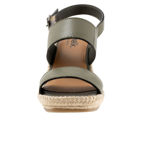 Softwalk Hartley S2309-341 Womens Green Wide Leather Wedges Sandals Shoes