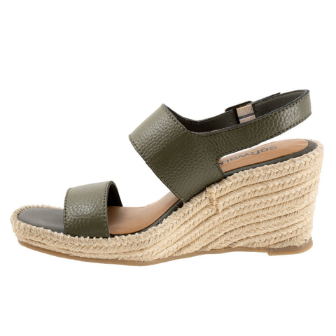 Softwalk Hartley S2309-341 Womens Green Wide Leather Wedges Sandals Shoes