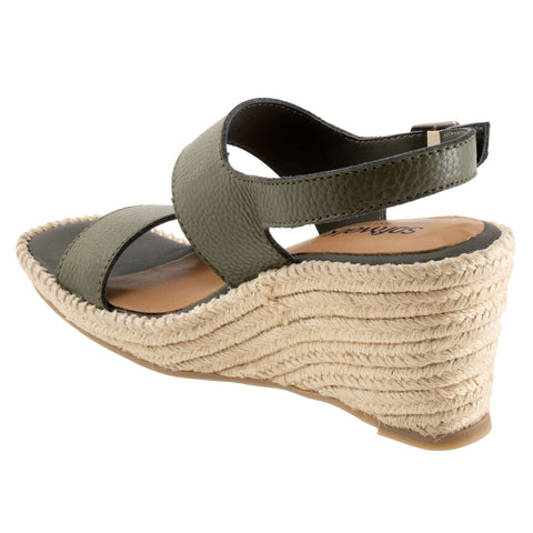 Softwalk Hartley S2309-341 Womens Green Wide Leather Wedges Sandals Shoes