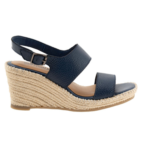 Softwalk Hartley S2309-400 Womens Blue Leather Wedges Sandals Shoes