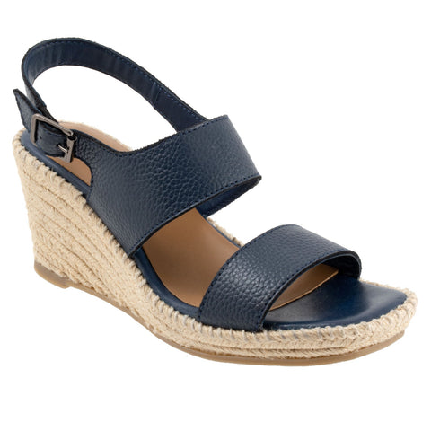 Softwalk Hartley S2309-400 Womens Blue Leather Wedges Sandals Shoes