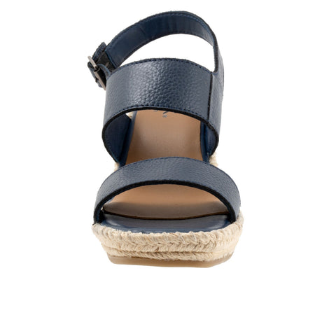Softwalk Hartley S2309-400 Womens Blue Leather Wedges Sandals Shoes