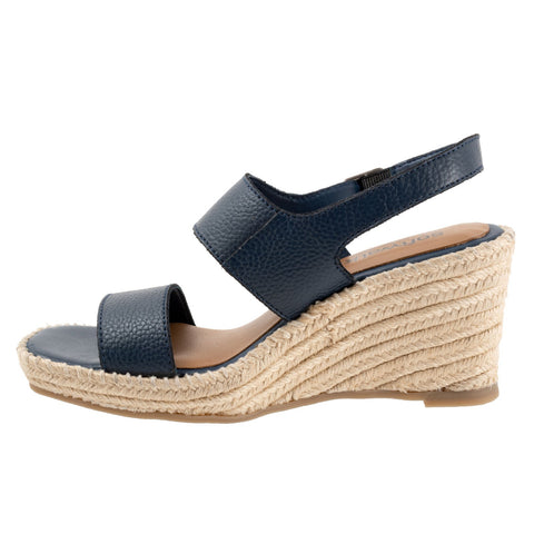 Softwalk Hartley S2309-400 Womens Blue Leather Wedges Sandals Shoes