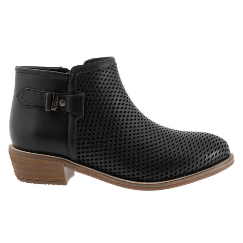 Softwalk Rimini Perf S2315-001 Womens Black Leather Ankle & Booties Boots