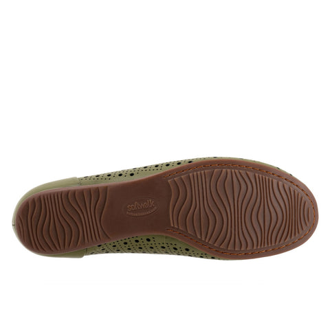 Softwalk Shelby Perf S2317-341 Womens Green Leather Slip On Loafer Flats Shoes