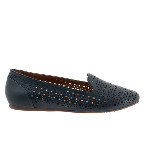 Softwalk Shelby Perf S2317-400 Womens Blue Leather Loafer Flats Shoes