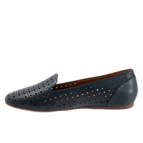 Softwalk Shelby Perf S2317-400 Womens Blue Leather Loafer Flats Shoes