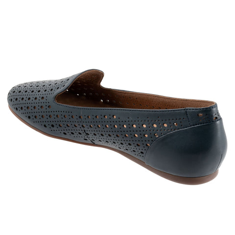 Softwalk Shelby Perf S2317-400 Womens Blue Leather Loafer Flats Shoes