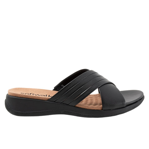 Softwalk Tillman 5.0 S2321-001 Womens Black Narrow Slides Sandals Shoes