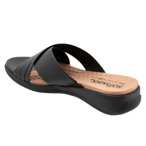 Softwalk Tillman 5.0 S2321-001 Womens Black Leather Slides Sandals Shoes