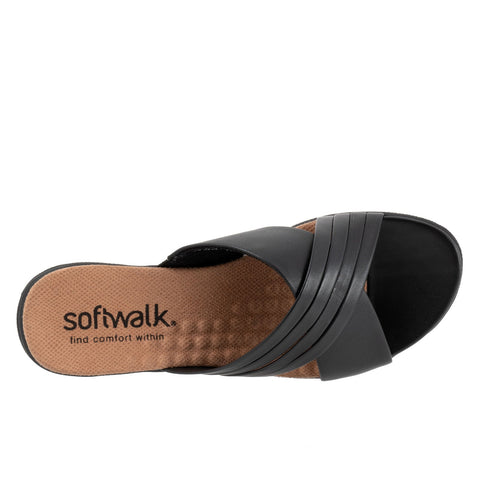 Softwalk Tillman 5.0 S2321-001 Womens Black Leather Slides Sandals Shoes