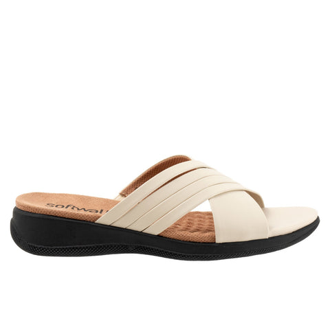 Softwalk Tillman 5.0 S2321-108 Womens Beige Leather Slides Sandals Shoes