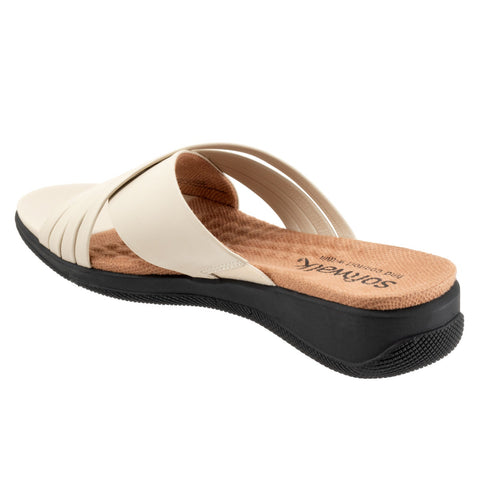 Softwalk Tillman 5.0 S2321-108 Womens Beige Leather Slides Sandals Shoes