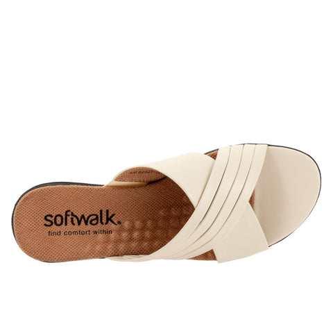 Softwalk Tillman 5.0 S2321-108 Womens Beige Leather Slides Sandals Shoes