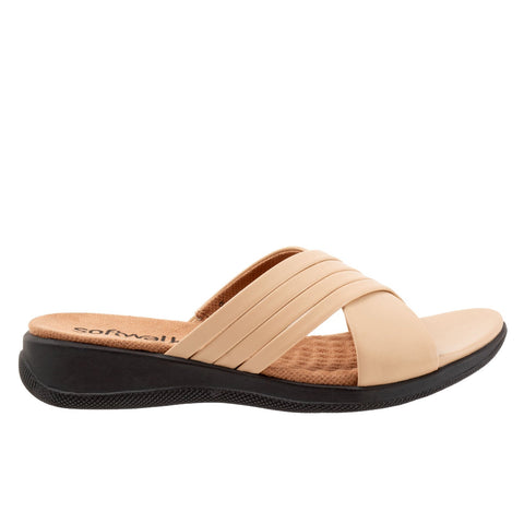 Softwalk Tillman 5.0 S2321-131 Womens Beige Leather Slides Sandals Shoes