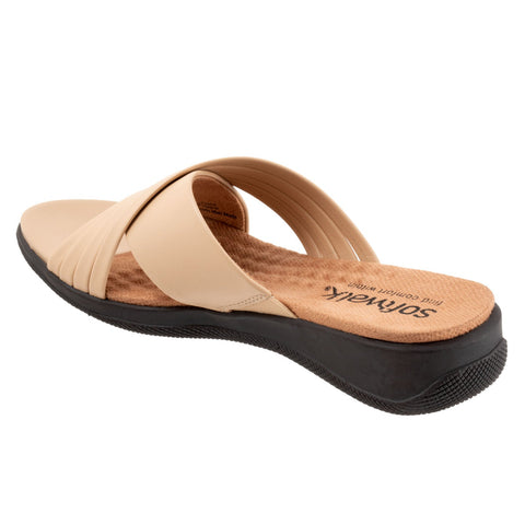 Softwalk Tillman 5.0 S2321-131 Womens Beige Leather Slides Sandals Shoes