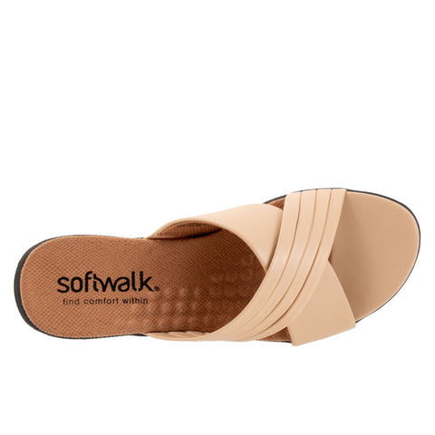 Softwalk Tillman 5.0 S2321-131 Womens Beige Leather Slides Sandals Shoes