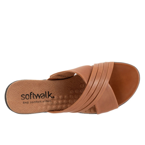Softwalk Tillman 5.0 S2321-215 Womens Brown Leather Slides Sandals Shoes