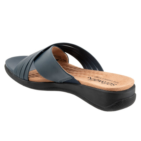 Softwalk Tillman 5.0 S2321-400 Womens Blue Leather Slides Sandals Shoes