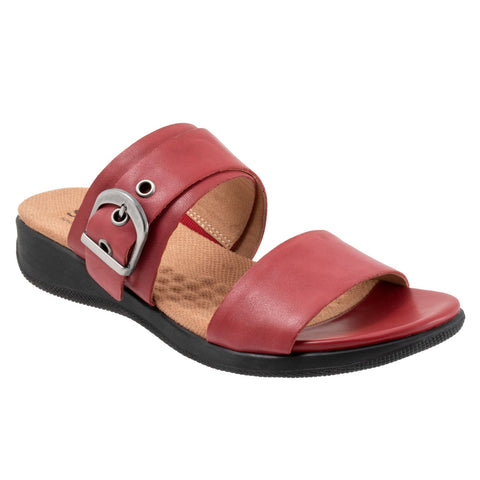 Softwalk Toki S2322-601 Womens Red Leather Slip On Slides Sandals Shoes