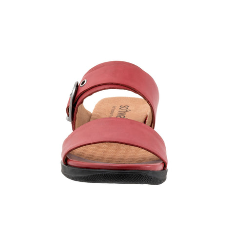 Softwalk Toki S2322-601 Womens Red Leather Slip On Slides Sandals Shoes