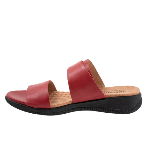 Softwalk Toki S2322-601 Womens Red Leather Slip On Slides Sandals Shoes