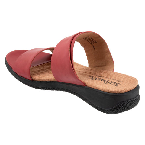 Softwalk Toki S2322-601 Womens Red Leather Slip On Slides Sandals Shoes