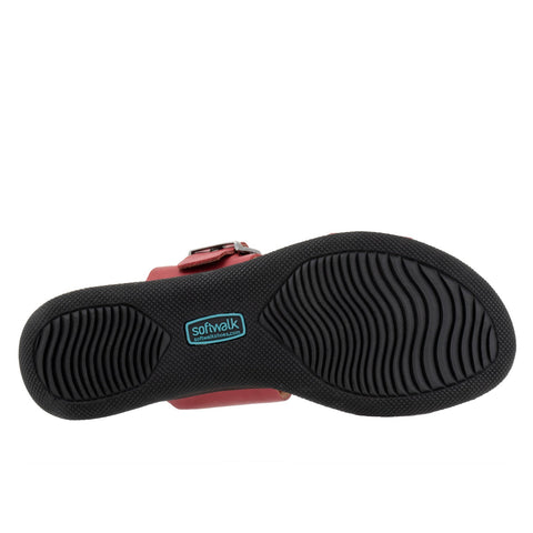 Softwalk Toki S2322-601 Womens Red Leather Slip On Slides Sandals Shoes