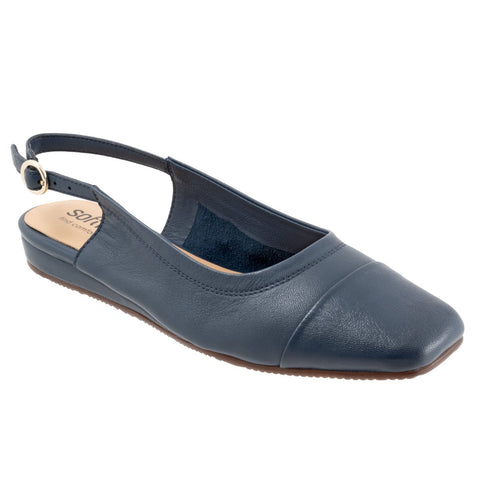 Softwalk Vittoria S2323-400 Womens Blue Leather Slingback Flats Shoes