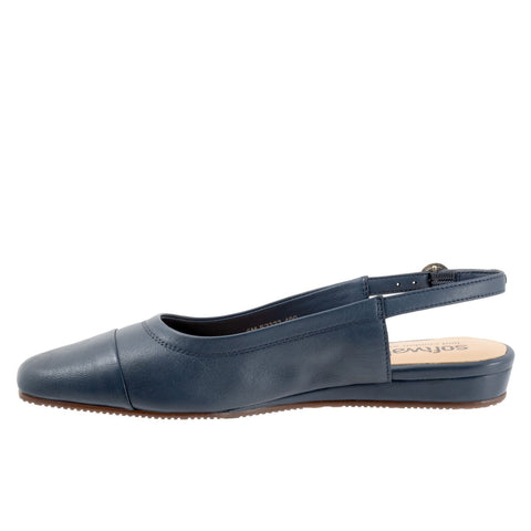 Softwalk Vittoria S2323-400 Womens Blue Leather Slingback Flats Shoes