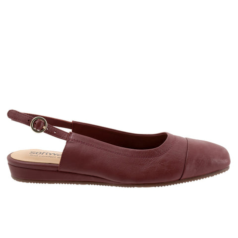 Softwalk Vittoria S2323-668 Womens Burgundy Wide Slingback Flats Shoes