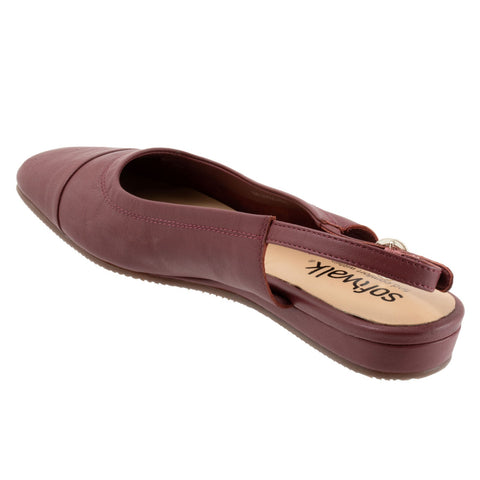 Softwalk Vittoria S2323-668 Womens Burgundy Leather Slingback Flats Shoes