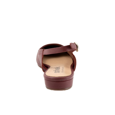Softwalk Vittoria S2323-668 Womens Burgundy Leather Slingback Flats Shoes