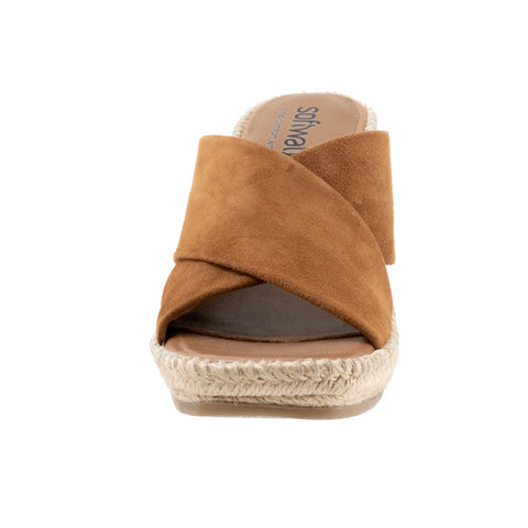 Softwalk Hastings S2324-258 Womens Brown Suede Slip On Wedges Sandals Shoes