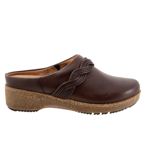 Softwalk Arvada Twist S2353-200 Womens Brown Leather Clog Flats Shoes