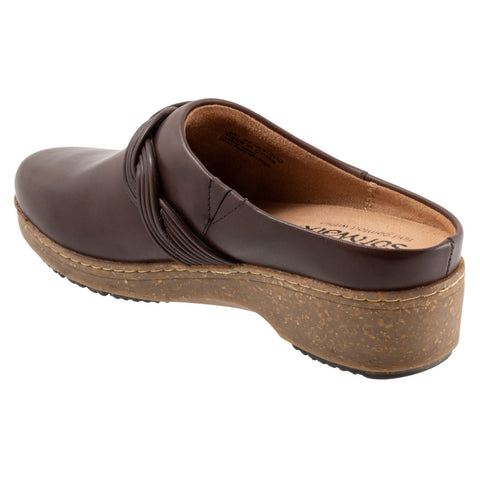 Softwalk Arvada Twist S2353-200 Womens Brown Leather Clog Flats Shoes