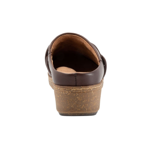Softwalk Arvada Twist S2353-200 Womens Brown Leather Clog Flats Shoes