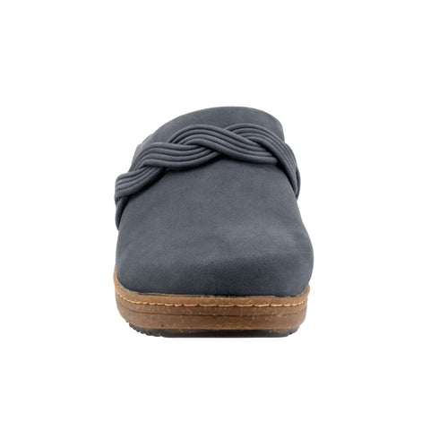 Softwalk Arvada Twist S2353-483 Womens Blue Wide Nubuck Clog Flats Shoes