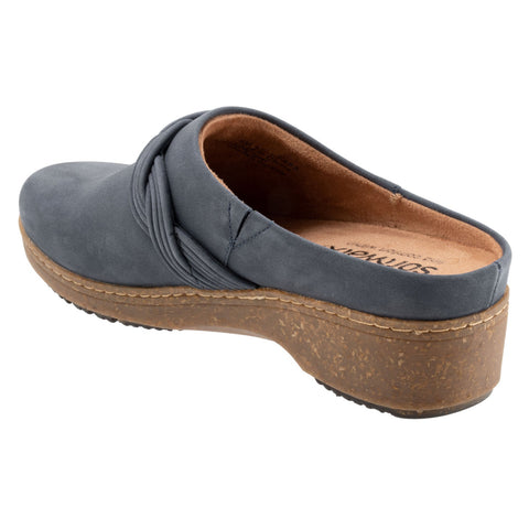 Softwalk Arvada Twist S2353-483 Womens Blue Wide Nubuck Clog Flats Shoes